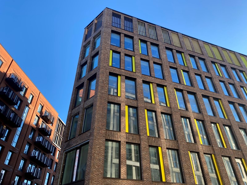 A photo looking up at Isaacs Building in Sheffield 