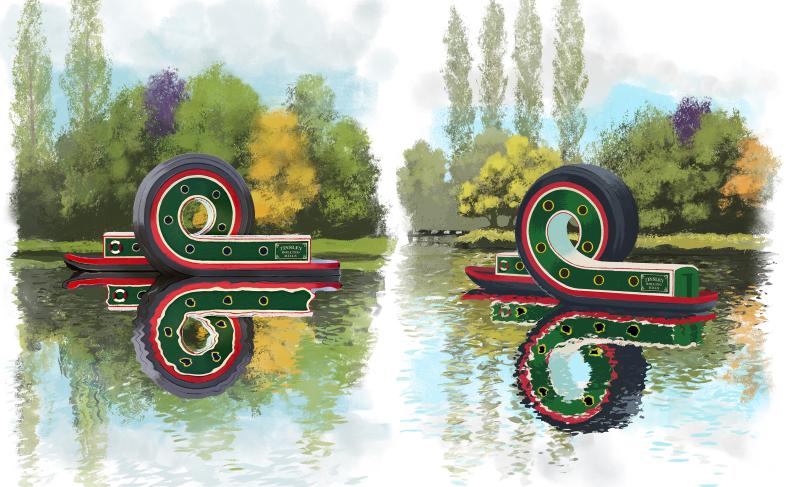 An artist impression of the looping boat sculpture on the canal