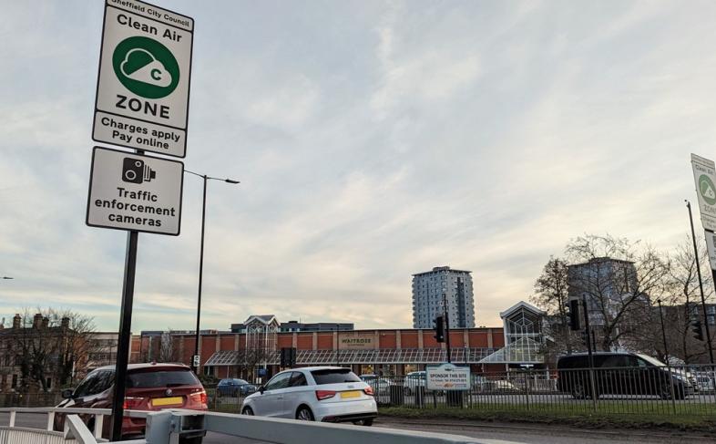 Clean Air Zone sign with traffic in the background