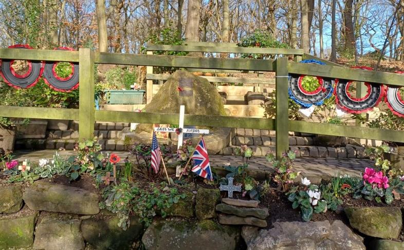 The Mi Amigo memorial adorned with tributes.