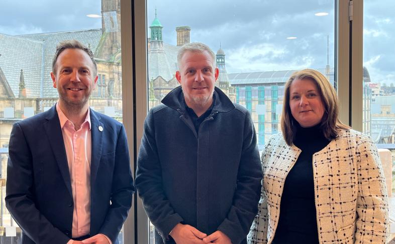 (From left to right) Cllr Ben Miskell, Chair of the Transport, Regeneration and Climate Committee, Andrew Davison, Project Director at Queensberry, and Valerie Donaldson, General Manager of Radisson Blu Sheffield.