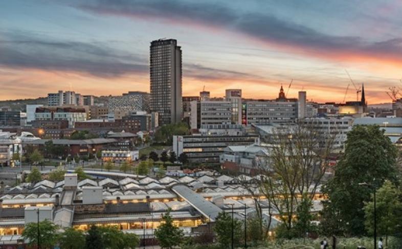 Sheffield cityscape view from South Street Park