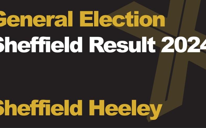 A banners says 'General Election Sheffield Result 2024 Sheffield Heeley'.