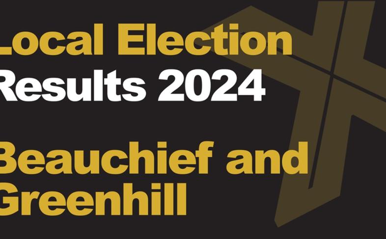 A green background picture with Local Election Results 2024 Beauchief and Greenhill written in front