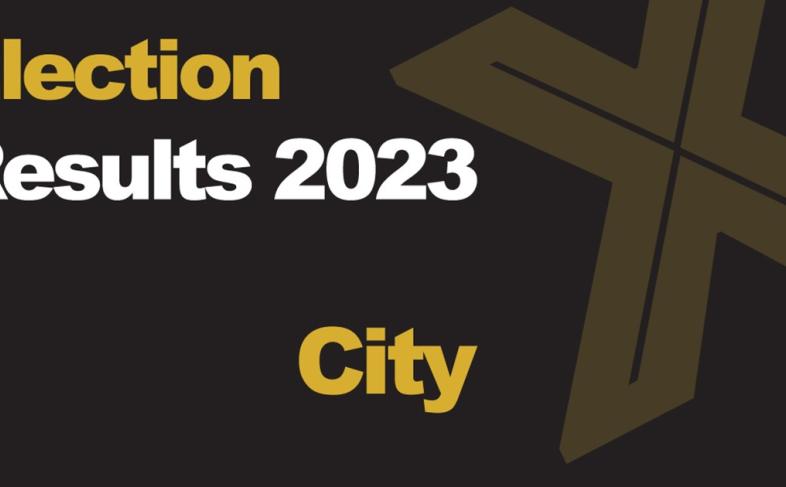 A green background picture with Election Results 2023 City written in front