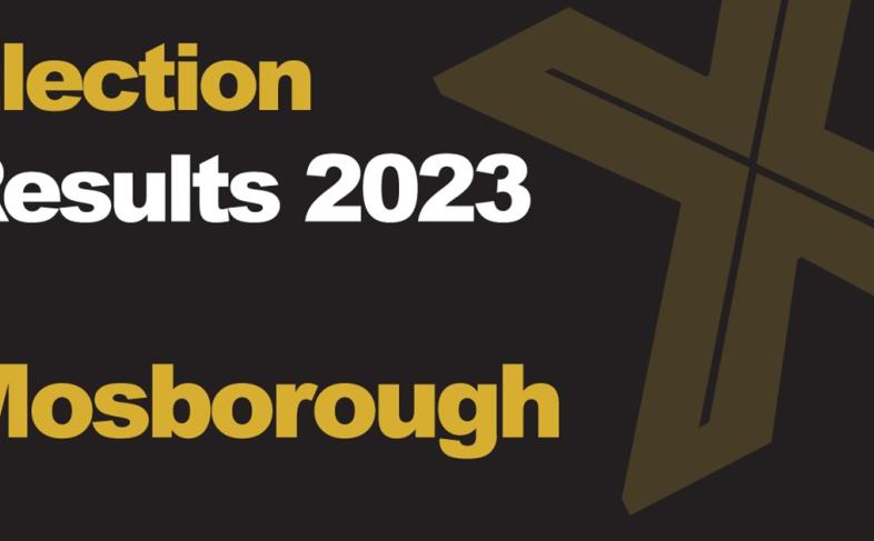 A green background picture with Election Results 2023 Mosborough written in front