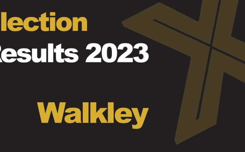 A green background picture with Election Results 2023 Walkley written in front