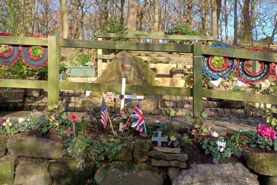 The Mi Amigo memorial adorned with tributes.