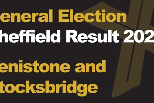 A banner says 'General Election Sheffield Result 2024 Penistone and Stocksbridge'