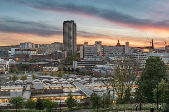 Sheffield cityscape view from South Street Park