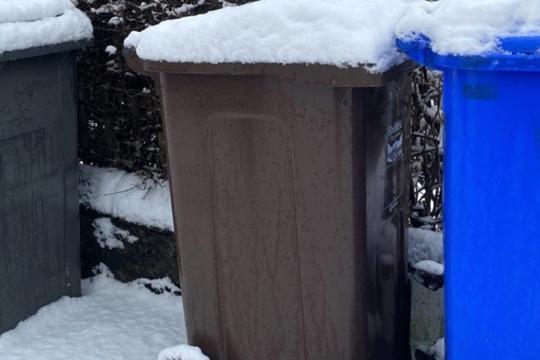 Bin covered in snow