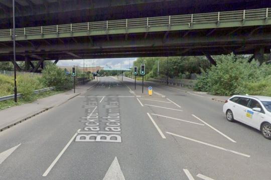 Image of Blackburn Meadows Road with a bridge going over it