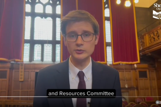 Sheffield City Council leader Tom Hunt talking about the meeting from the council chamber.