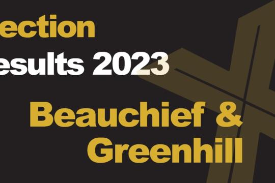 A green background picture with Election Results 2024 Beauchief & Greenhill written in front