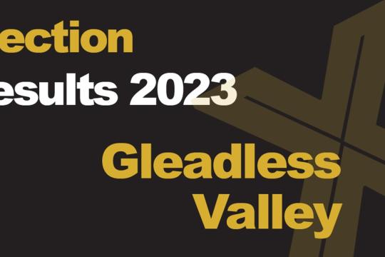 A green background picture with Election Results 2023 Gleadless Valley written in front