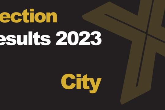 A green background picture with Election Results 2023 City written in front