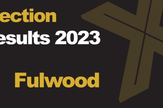 A green background picture with Election Results 2023 Fulwood written in front