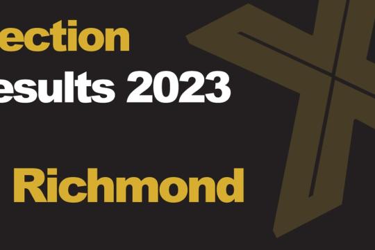 A green background picture with Election Results 2023 Richmond written in front