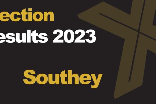 A green background picture with Election Results 2023 Southey written in front