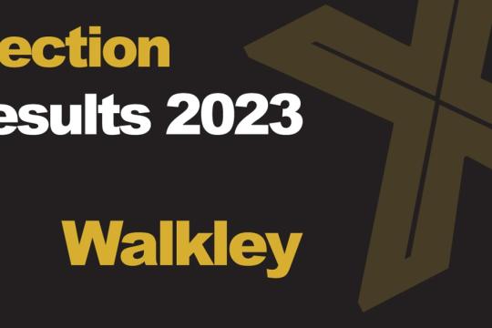 A green background picture with Election Results 2023 Walkley written in front