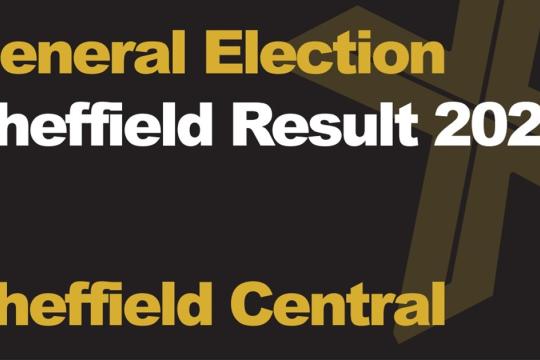 A green background picture with General Election Sheffield Result 2024 Sheffield Central written in front